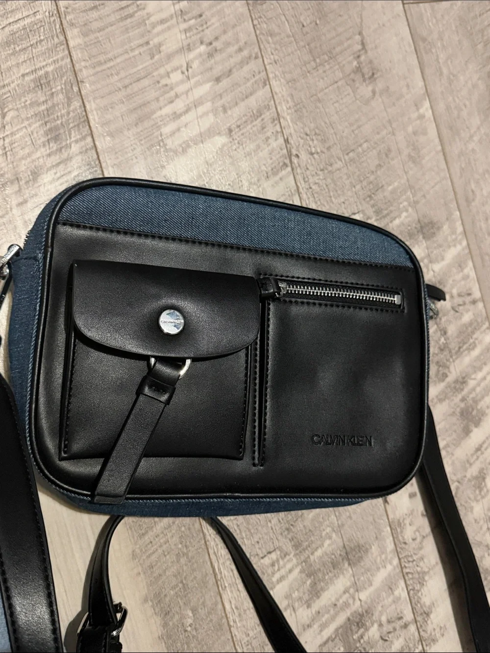 Calvin Klein Black and Navy Crossbody Messenger Bag